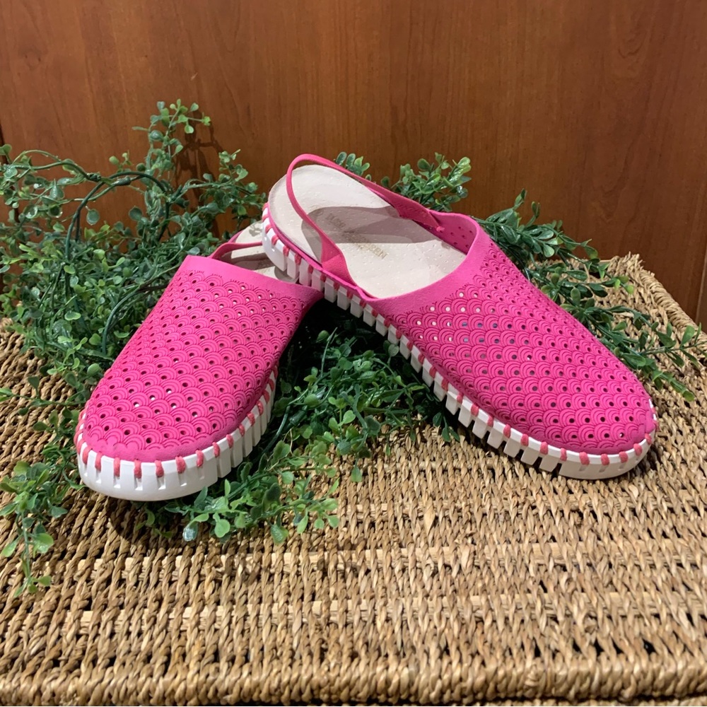 Ilse Jacobsen Pink Perforated Slingback Sandals
